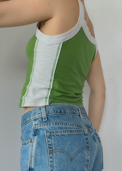 Y2k Green &amp; White Tank (S)