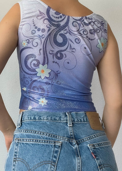 90’s Purple Sparkle Flower Tank (XS)