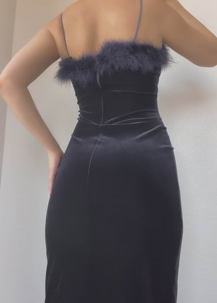 90’s Navy Velvet Maxi (S)