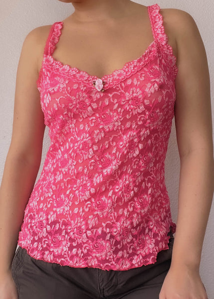 90's Pink Lace Tank (M)