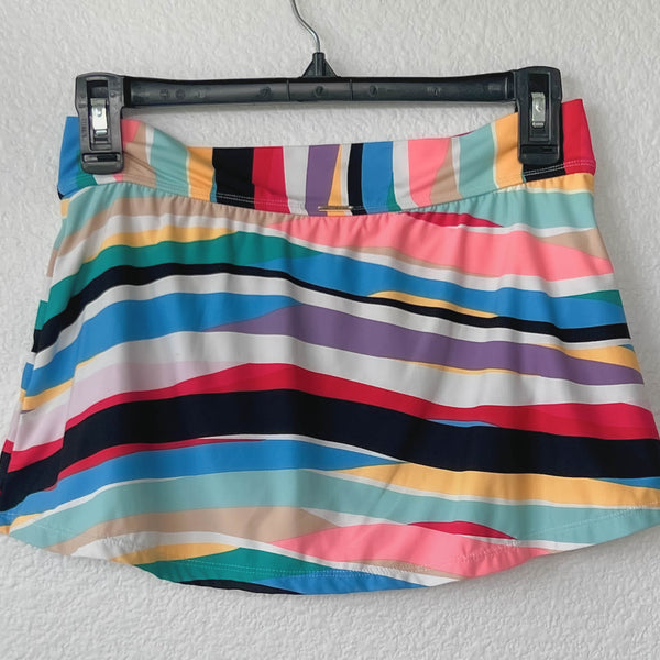 Y2k Wavy Rainbow Swim Skort (XS)
