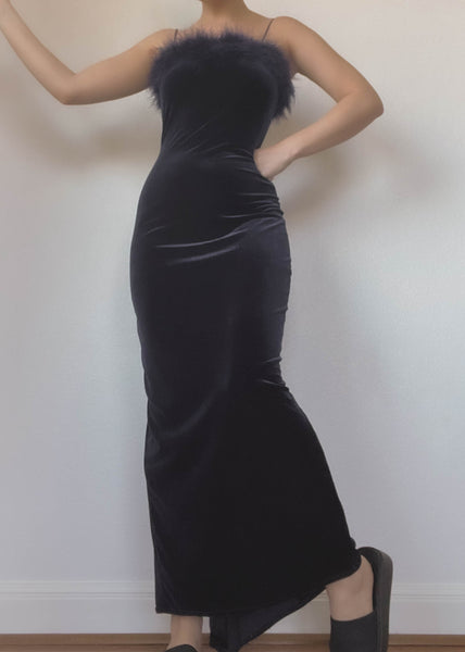90’s Navy Velvet Maxi (S)