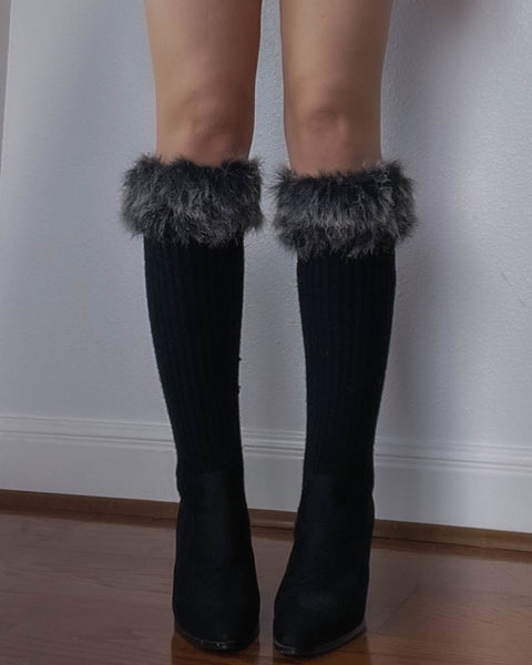 Y2k Black Fur Trim Boots (8.5)