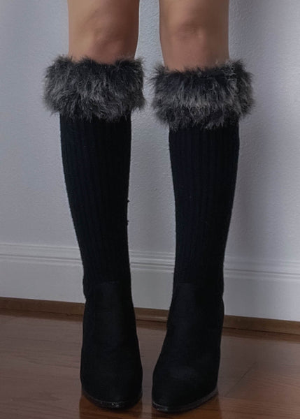Y2k Black Fur Trim Boots (8.5)