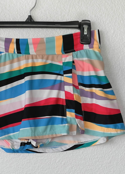 Y2k Wavy Rainbow Swim Skort (XS)