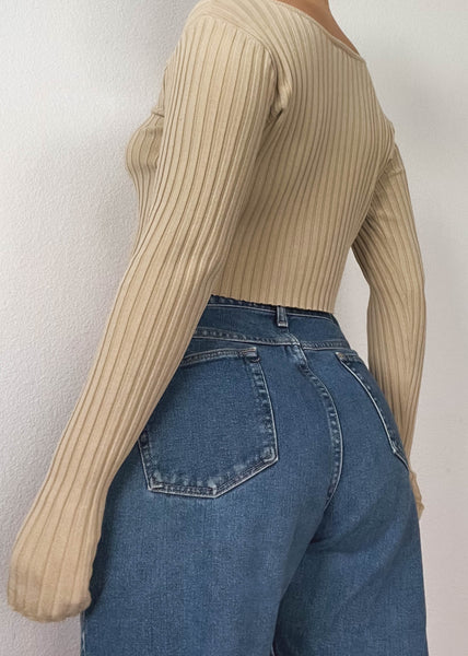 Y2k Stretchy Ribbed Top (S)