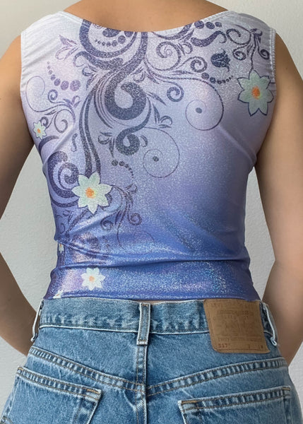90’s Purple Sparkle Flower Tank (XS)