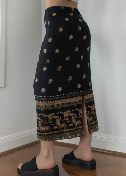 90’s Safari Maxi Skirt (XS-S)