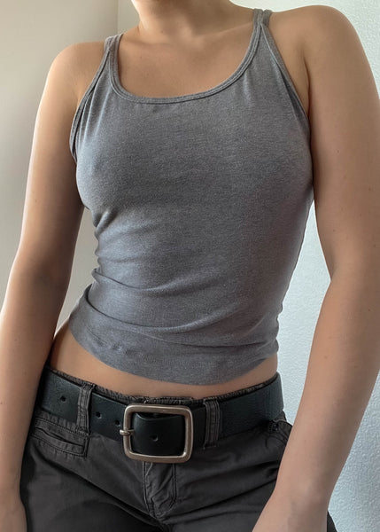 Y2k Gray Cotton Tank (S)