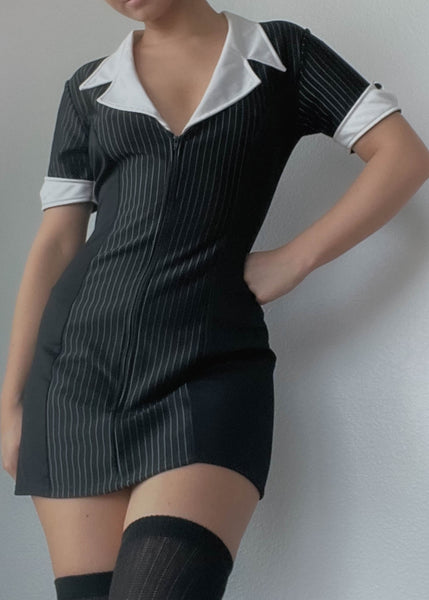 Y2k Pinstripe Mini Dress (S)