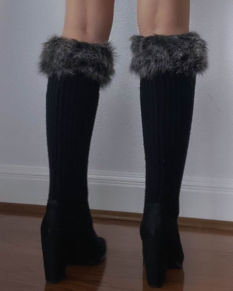 Y2k Black Fur Trim Boots (8.5)