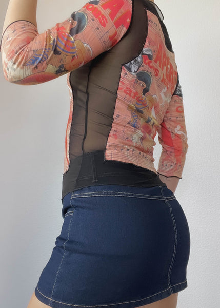 90’s Clio Graphic & Mesh Top (S)