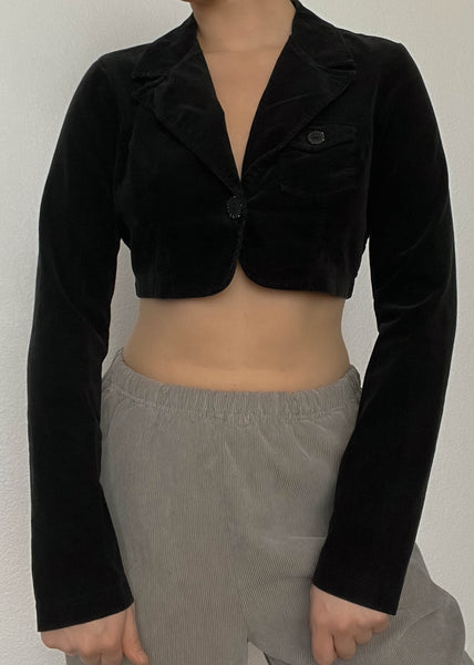 Black Velvet Cropped Jacket (S)