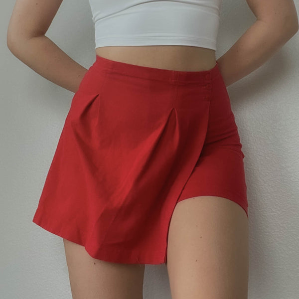 90’s Red Cotton Mini Skort (M)