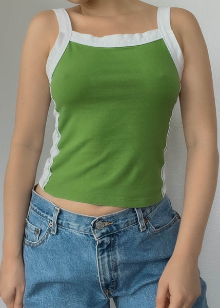 Y2k Green &amp; White Tank (S)