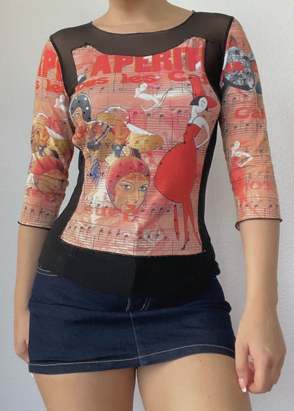 90’s Clio Graphic & Mesh Top (S)