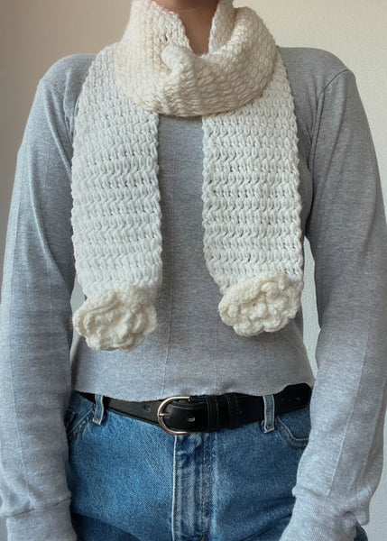 90's White Rosebud Scarf