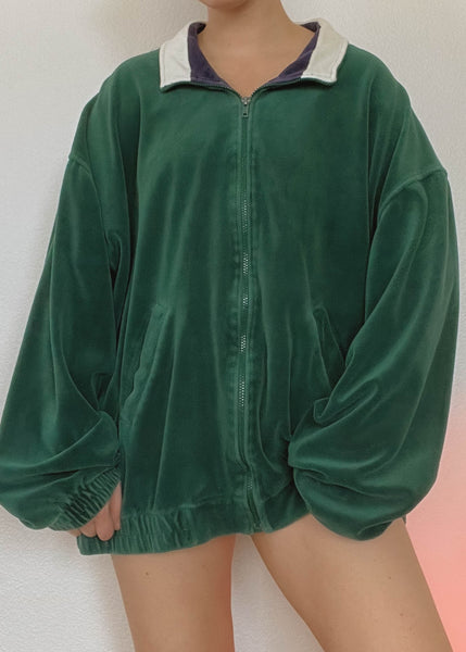 80’s Forest Green Velour Jacket (men's L)