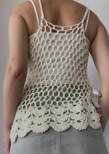 Pastel Yellow Crochet Tank (S)