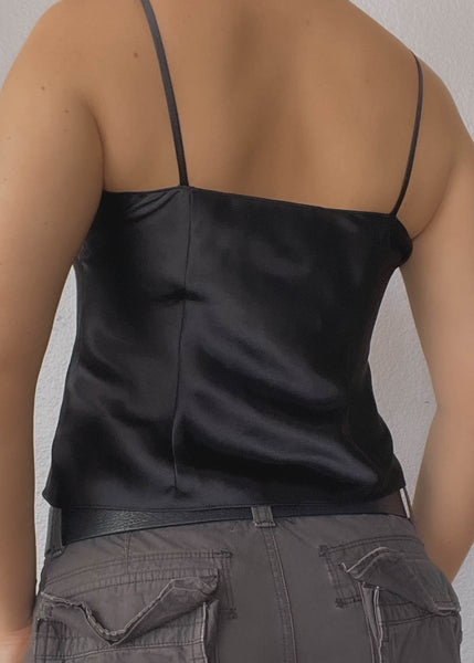 Y2k Black Silky Tank (S)