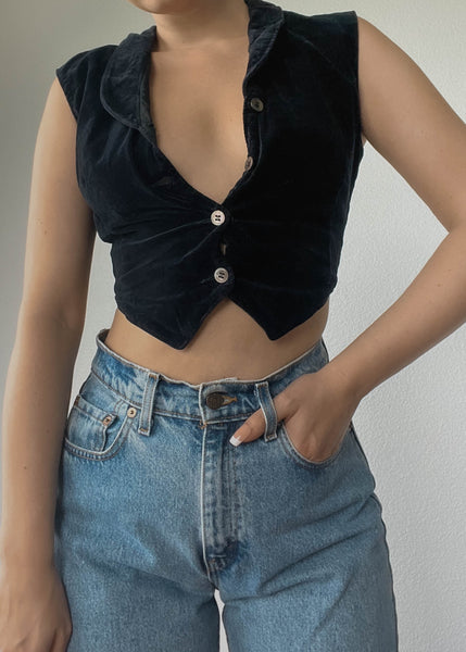 90’s Black Velvet Vest (XS)