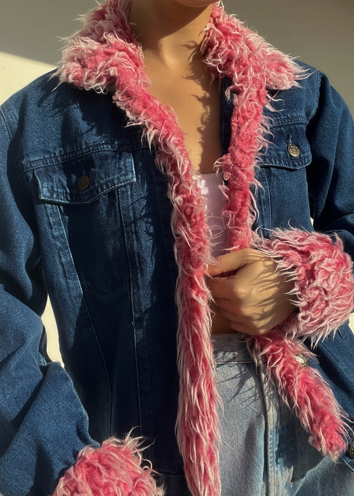 Denim Jacket With Fur Trim Hood – Tomscloth