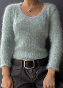 90's Fuzzy Pastel Blue Top (S/M)