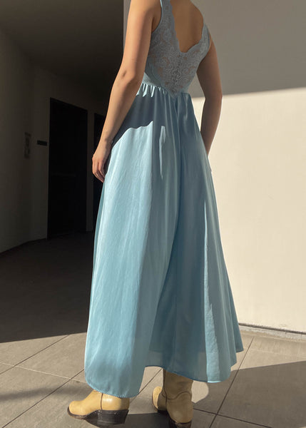 70’s Baby Blue Maxi Slip (S)