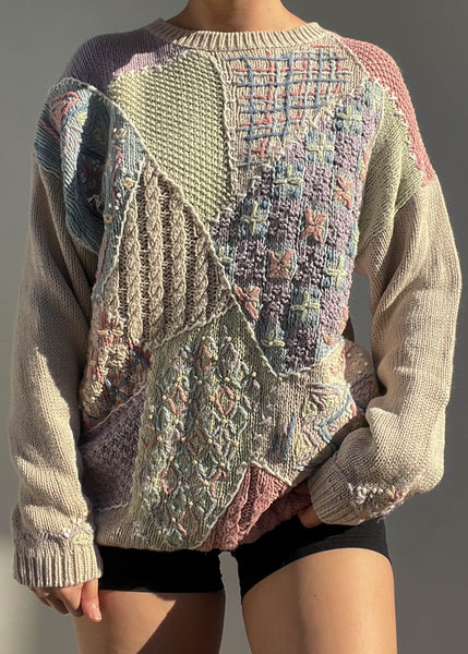 Beige & Pastel Patchwork Knit (M)
