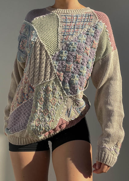 Beige & Pastel Patchwork Knit (M)