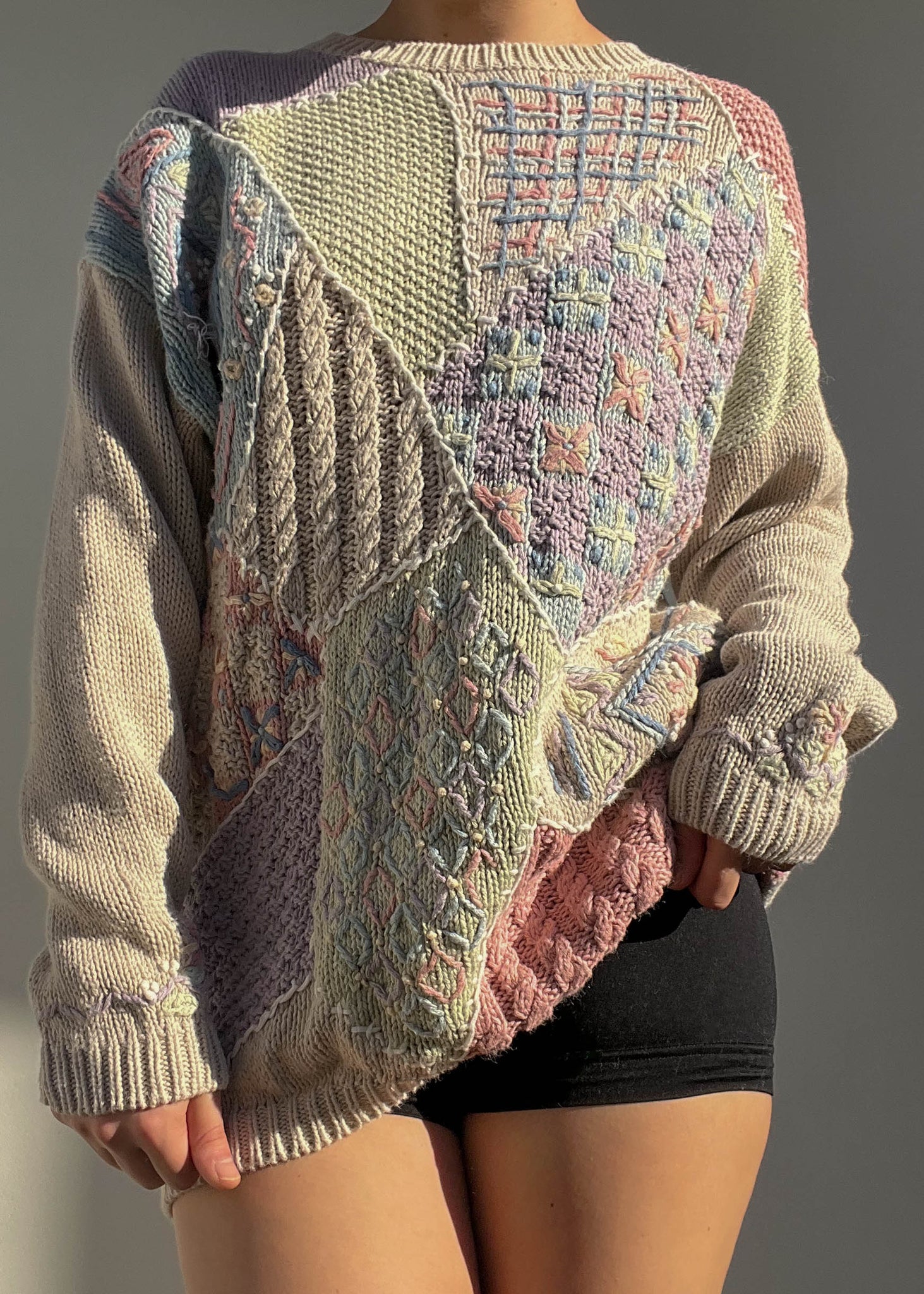 Beige & Pastel Patchwork Knit (M)