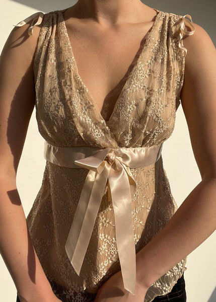 Late 90's Gold Ribbon & Lace Tank (S)