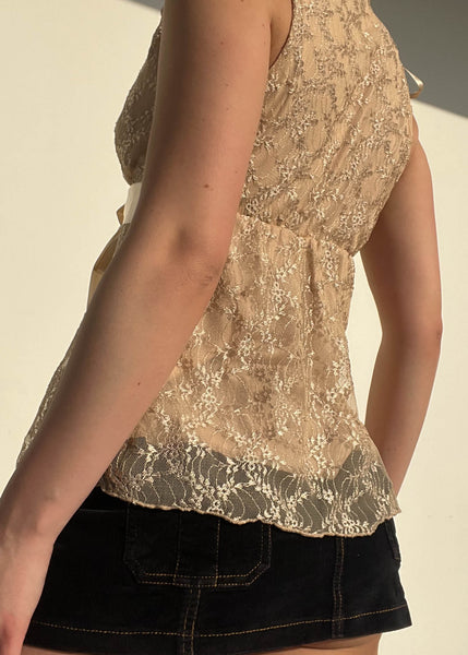 Late 90's Gold Ribbon & Lace Tank (S)