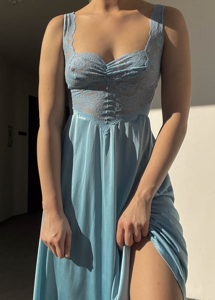 70’s Baby Blue Maxi Slip (S)