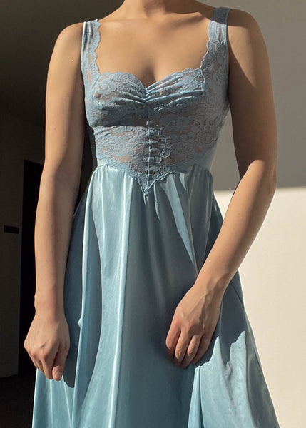70’s Baby Blue Maxi Slip (S)