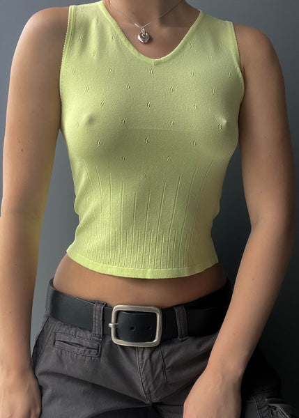 90's Lime Knit Tank (S)