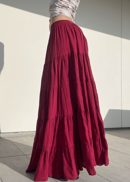 90's Maroon Flowy Maxi Skirt (S-M)