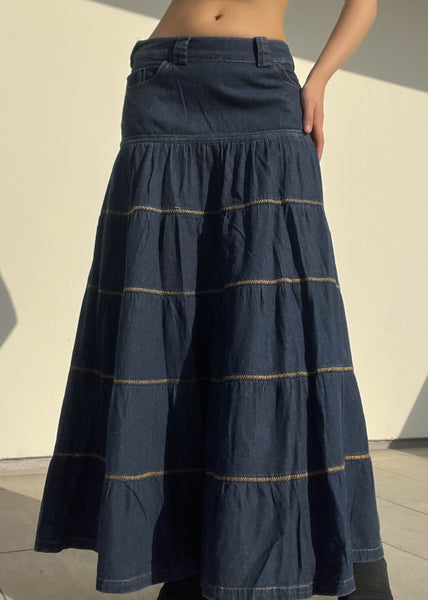 90's Flowy Denim Maxi Skirt (M)