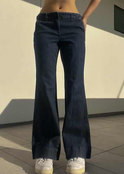 Y2k Dark Wash Denim Flares (32")