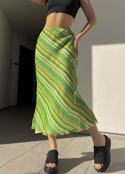 Green Stripe Maxi Skirt (XS-S)