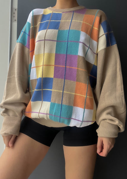 90's Square Grid Sweater (L)