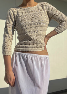 90's Cream Crochet Top (S)