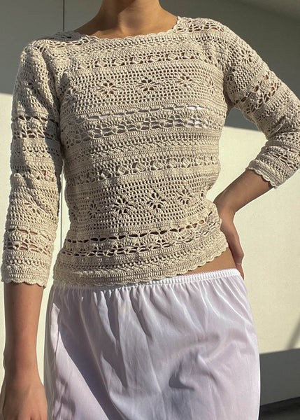 90's Cream Crochet Top (S)