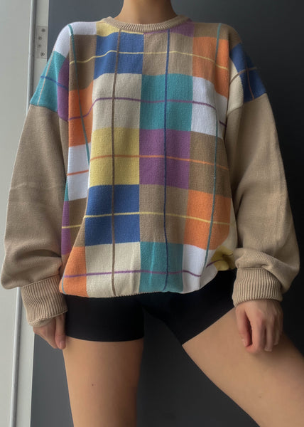 90's Square Grid Sweater (L)