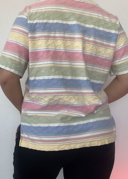 80's Pastel Striped Tee (L)