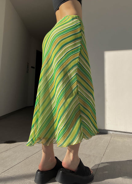 Green Stripe Maxi Skirt (XS-S)