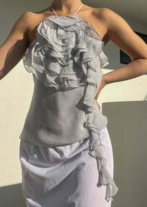 Y2k Ruffle Rose Tank (S)
