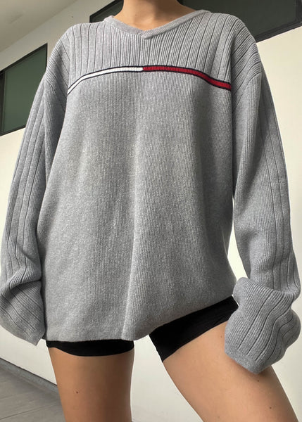 90's Gray Tommy Knit (L)