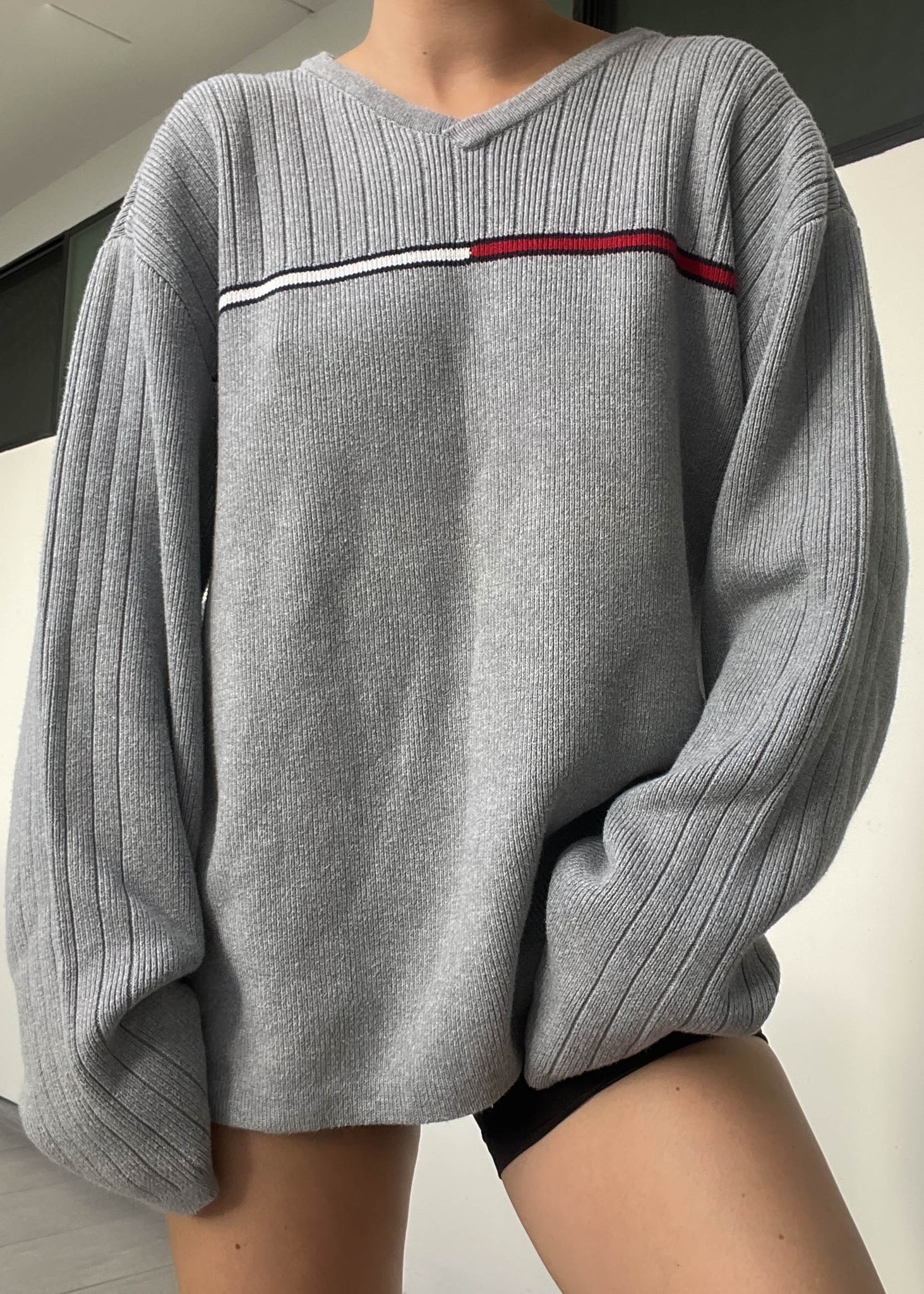 90's Gray Tommy Knit (L)