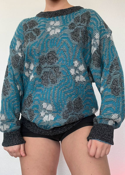 80's Blue Hibiscus Knit (Men's L)